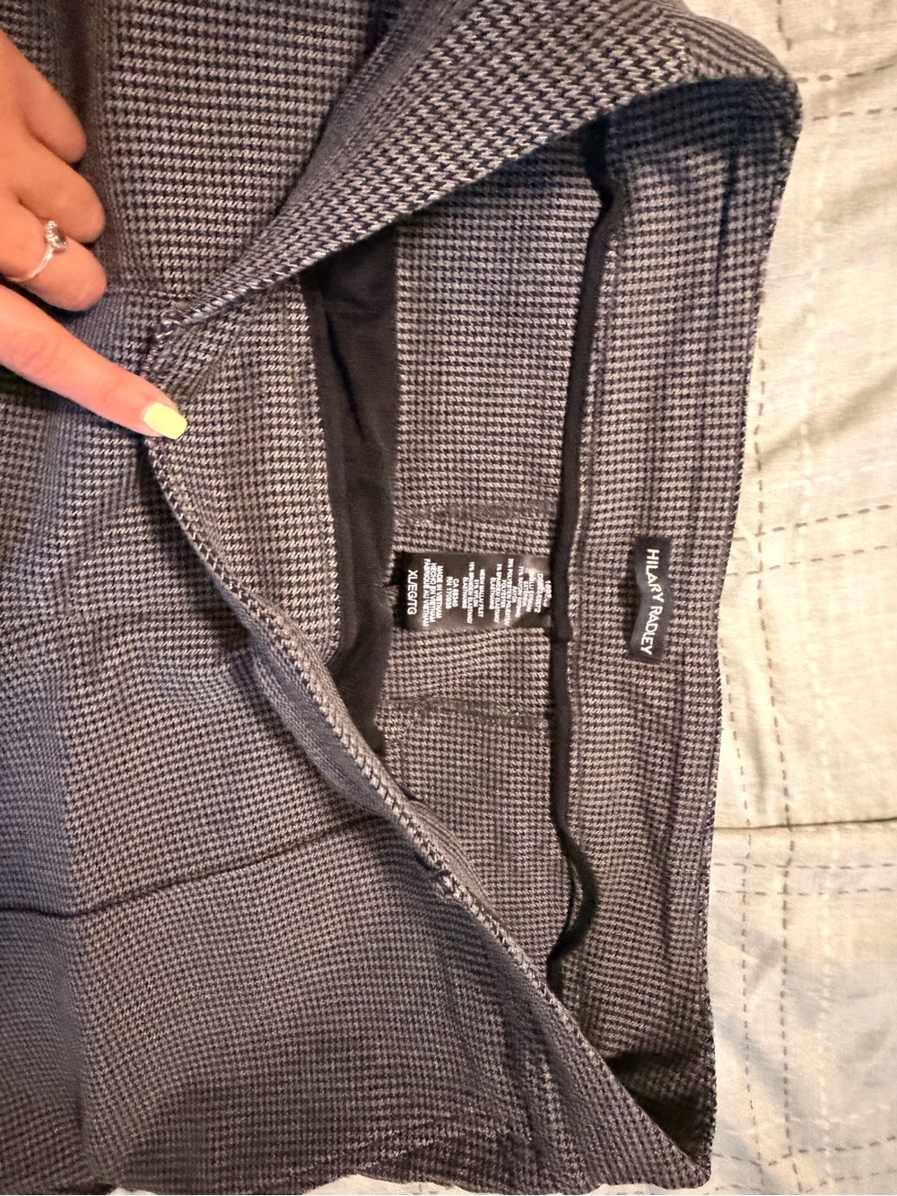 Hilary Radley Gray & Black Houndstooth Pantsuit Blazer